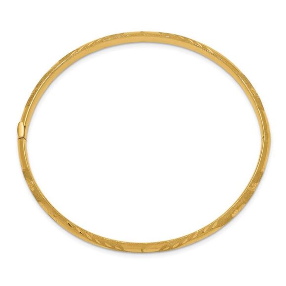 5mm 14k Yellow Gold Laser Cut Hinged Bangle Bracelet, 8 Inch - Picture 2 of 5